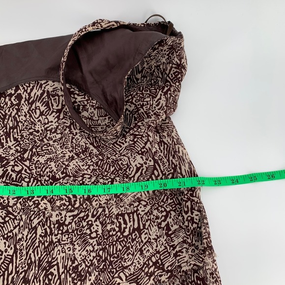 Boho Brown Abstract Maxi Dress Lined Sleeveless Crinkle Fit & Flare Plus Size 16 - Picture 7 of 14